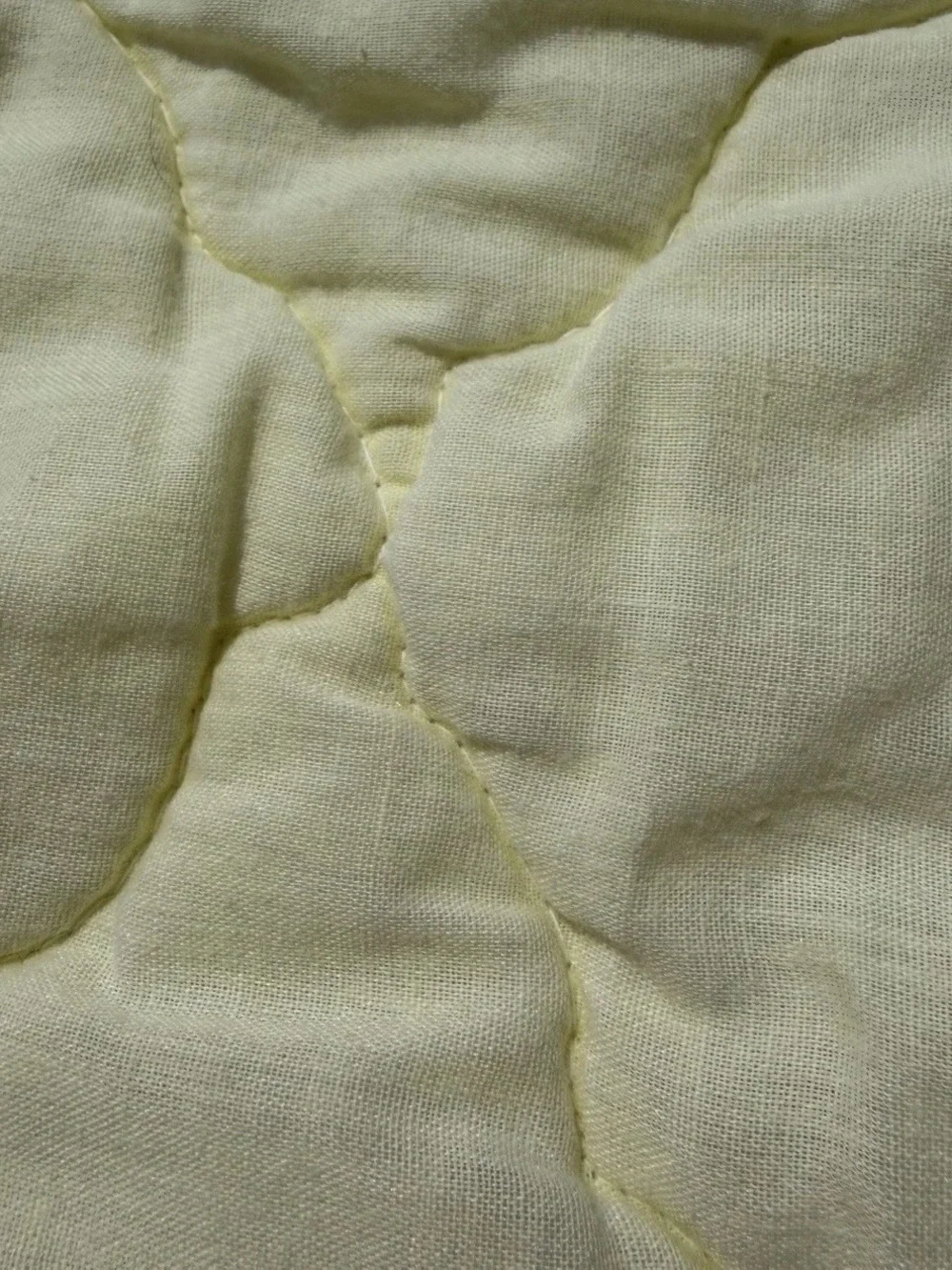 Vintage Yellow Quilted Baby Blanket Ruffle Edge Green Trim Calico Floral Print